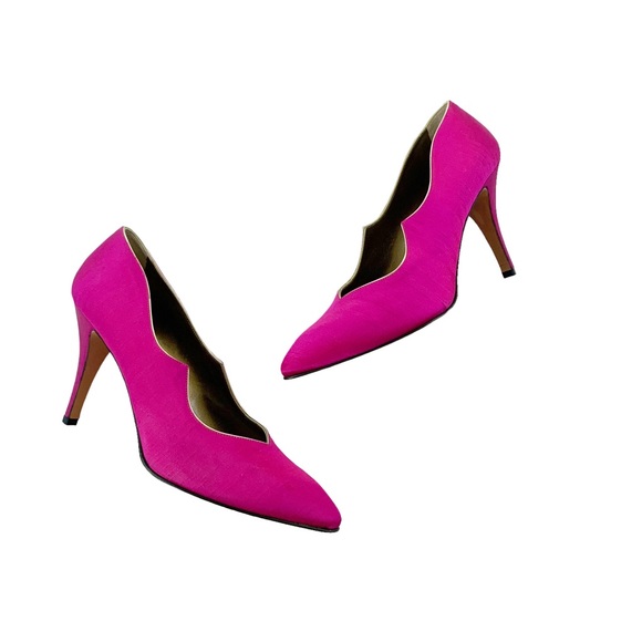 Yves Saint Laurent Shoes - Vintage Yves Saint Laurent Shantung Silk Heels Fuchsia Size 8.5 NWT and Box